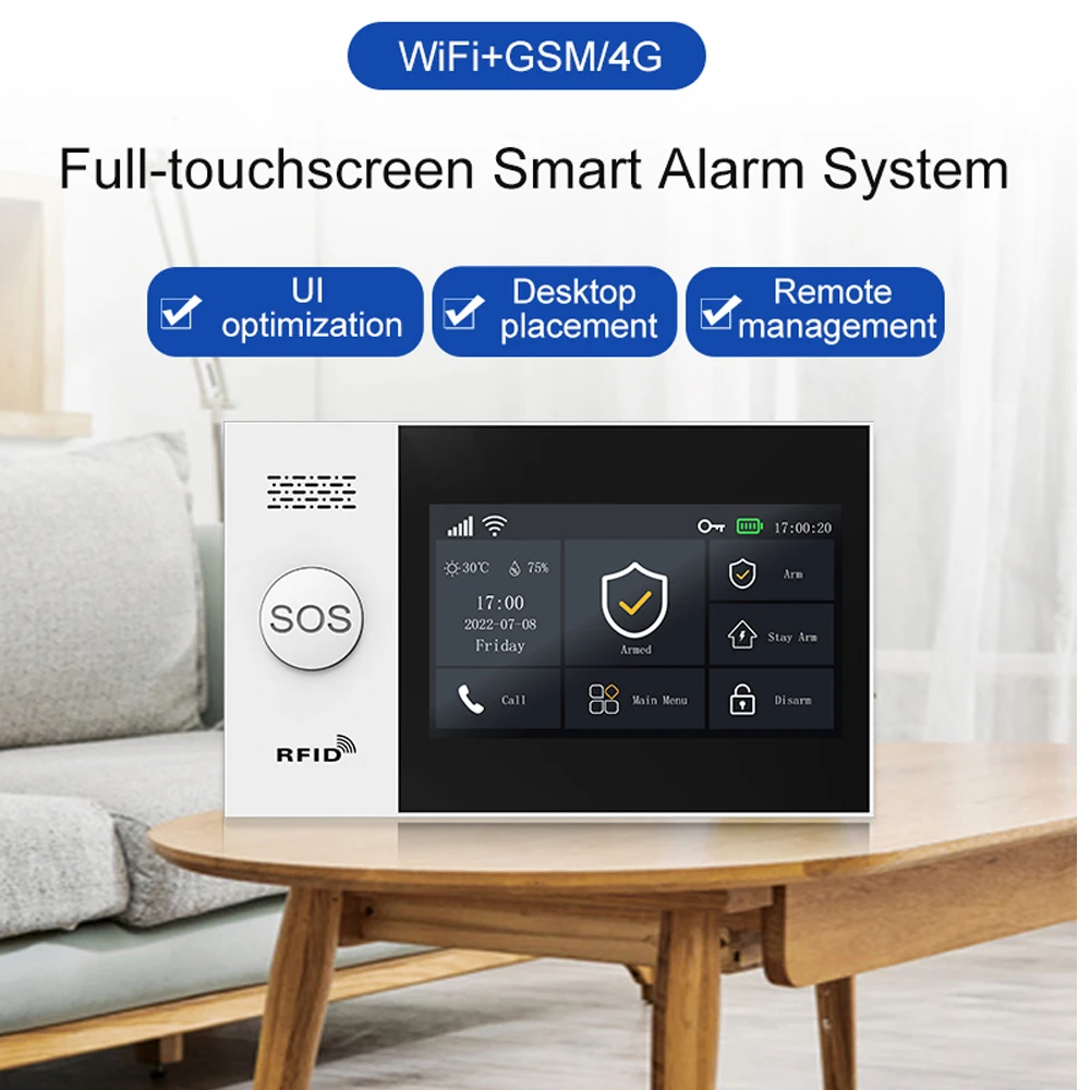 PGST 4G home anti-theft alarm system, Tuya, Safety alarm kit with PIR motion sensor, wireless, WiFi，GSM，PG-107，