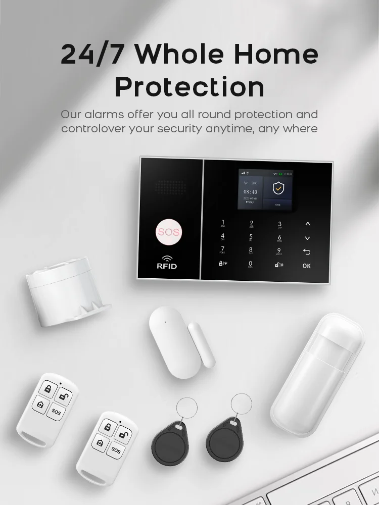 PGST Smart Life Alarm System for Home WIFI GSM Security Alarm Host with Door and Motion Sensor Tuya Smart App control work Alexa PGST Smart Life Alarm System for Home WIFI GSM Security Alarm Host with Door and Motion Sensor Tuya Smart App control work Alexa