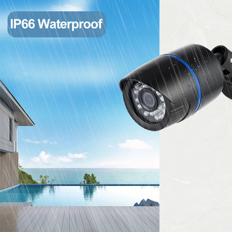 8MP 4K IP66 Waterproof Bullet Outdoor POE Camera, IP Surveillance Camera Security Night CCTV System Cam