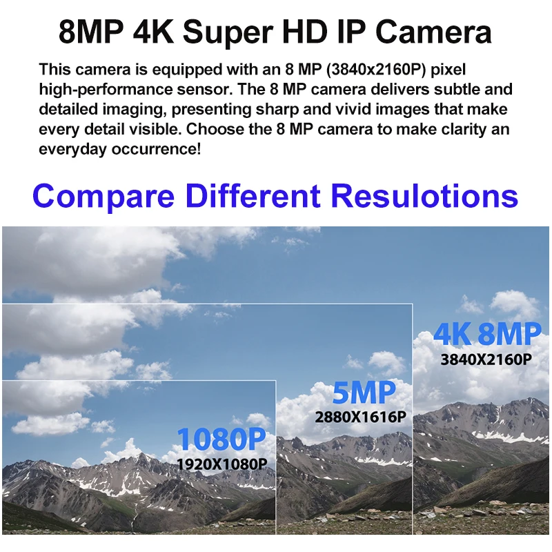 8MP 4K IP66 Waterproof Bullet Outdoor POE Camera, IP Surveillance Camera Security Night CCTV System Cam