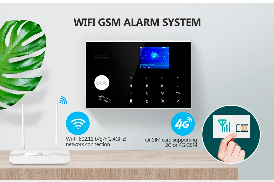 KERUI G34 Tuya Smart 4G WIFI Alarm System for Home Security Alarm Host with Door and Motion Sensor Smart Life APP Support Alexa
