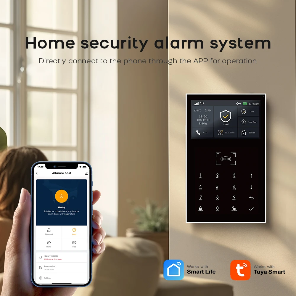 PGST WiFi 2G GSM Home Alarm System Tuya Security Protection Alarm Security System Kit Smart Life Automation Motion Door Sensor