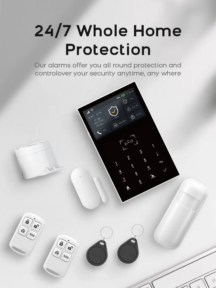 PGST WiFi 2G GSM Home Alarm System Tuya Security Protection Alarm Security System Kit Smart Life Automation Motion Door Sensor
