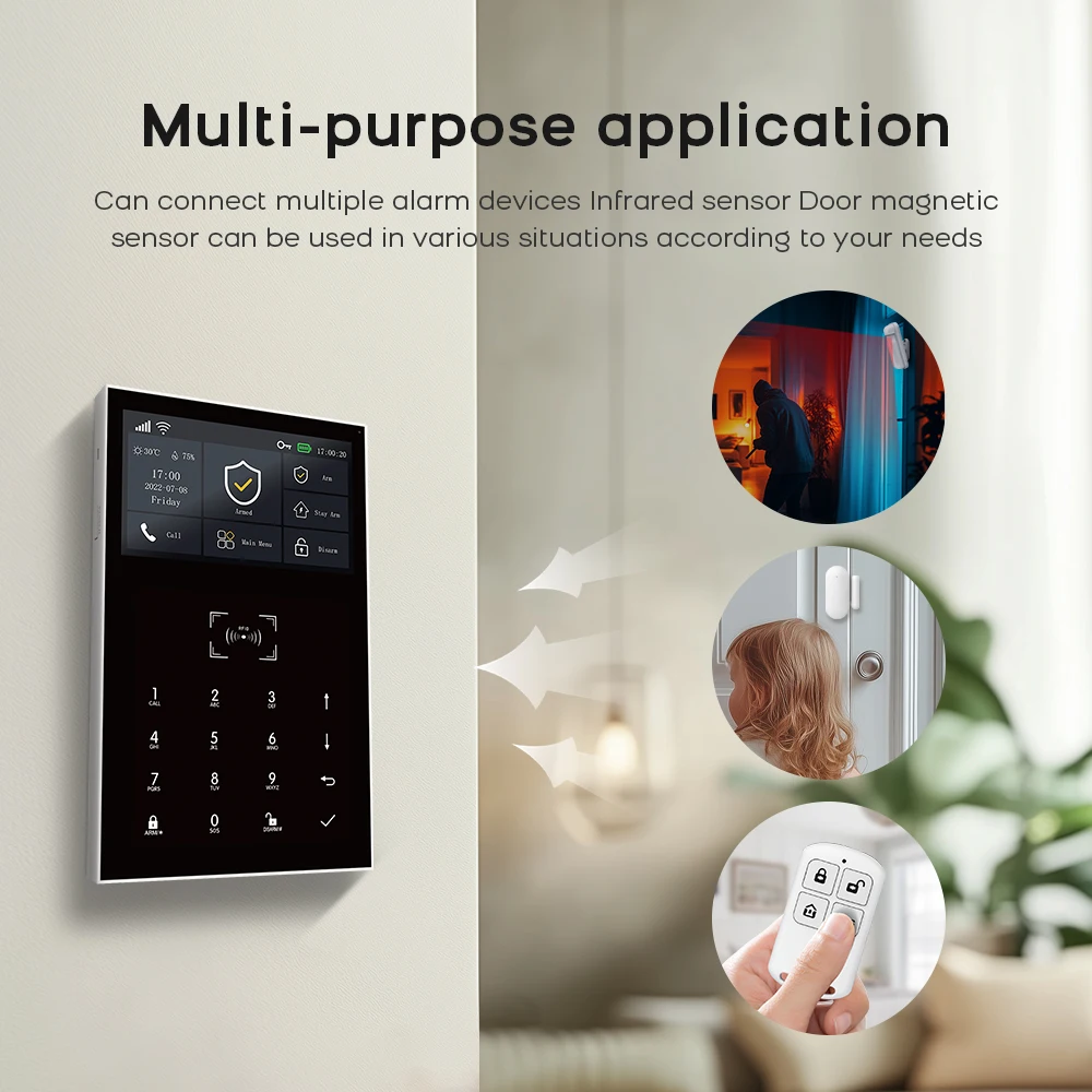 PGST WiFi 2G GSM Home Alarm System Tuya Security Protection Alarm Security System Kit Smart Life Automation Motion Door Sensor