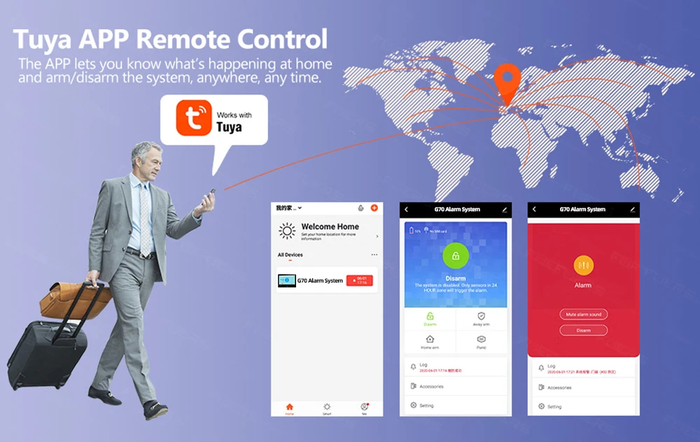 FUERS 7 Inch TFT Screen 4G Tuya Smart Home Security Alarm System G70 GSM WiFi Wireless Home Burglar Security Alarm System