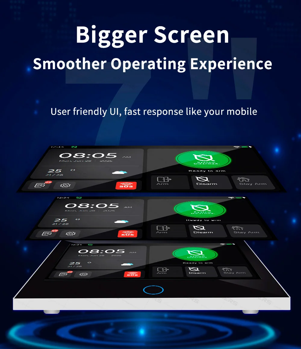 FUERS 7 Inch TFT Screen 4G Tuya Smart Home Security Alarm System G70 GSM WiFi Wireless Home Burglar Security Alarm System