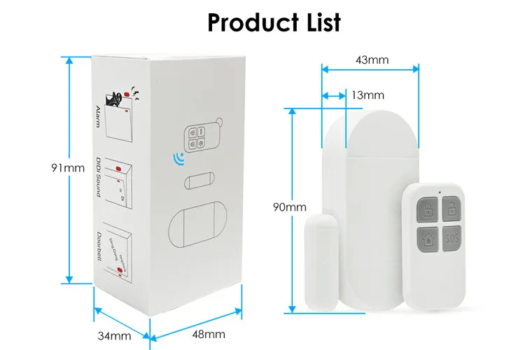 130DB Door Window Entry alarm Wireless Remote Control Door Sensor Alarm Host Burglar Security Alarm System Home Protection Kit