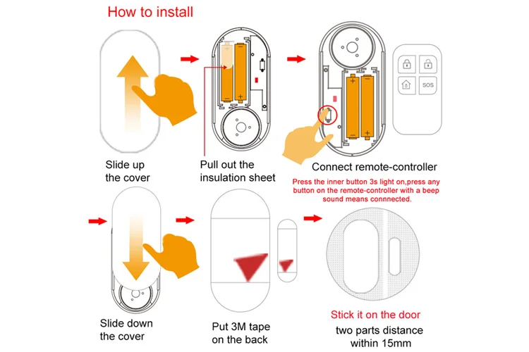 130DB Door Window Entry alarm Wireless Remote Control Door Sensor Alarm Host Burglar Security Alarm System Home Protection Kit
