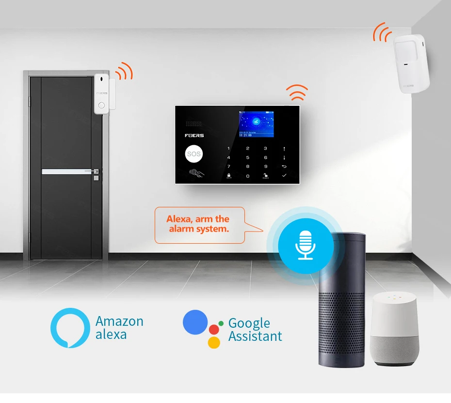 FUERS Tuya Smart WIFI 4G Alarm System Wireless Home Burglar Security Alarm System Camera Motion Detector Smoke Sensor