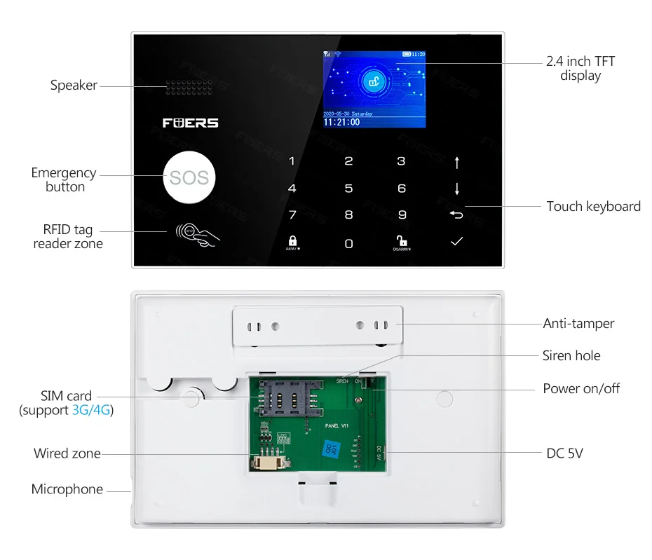 FUERS Tuya Smart WIFI 4G Alarm System Wireless Home Burglar Security Alarm System Camera Motion Detector Smoke Sensor