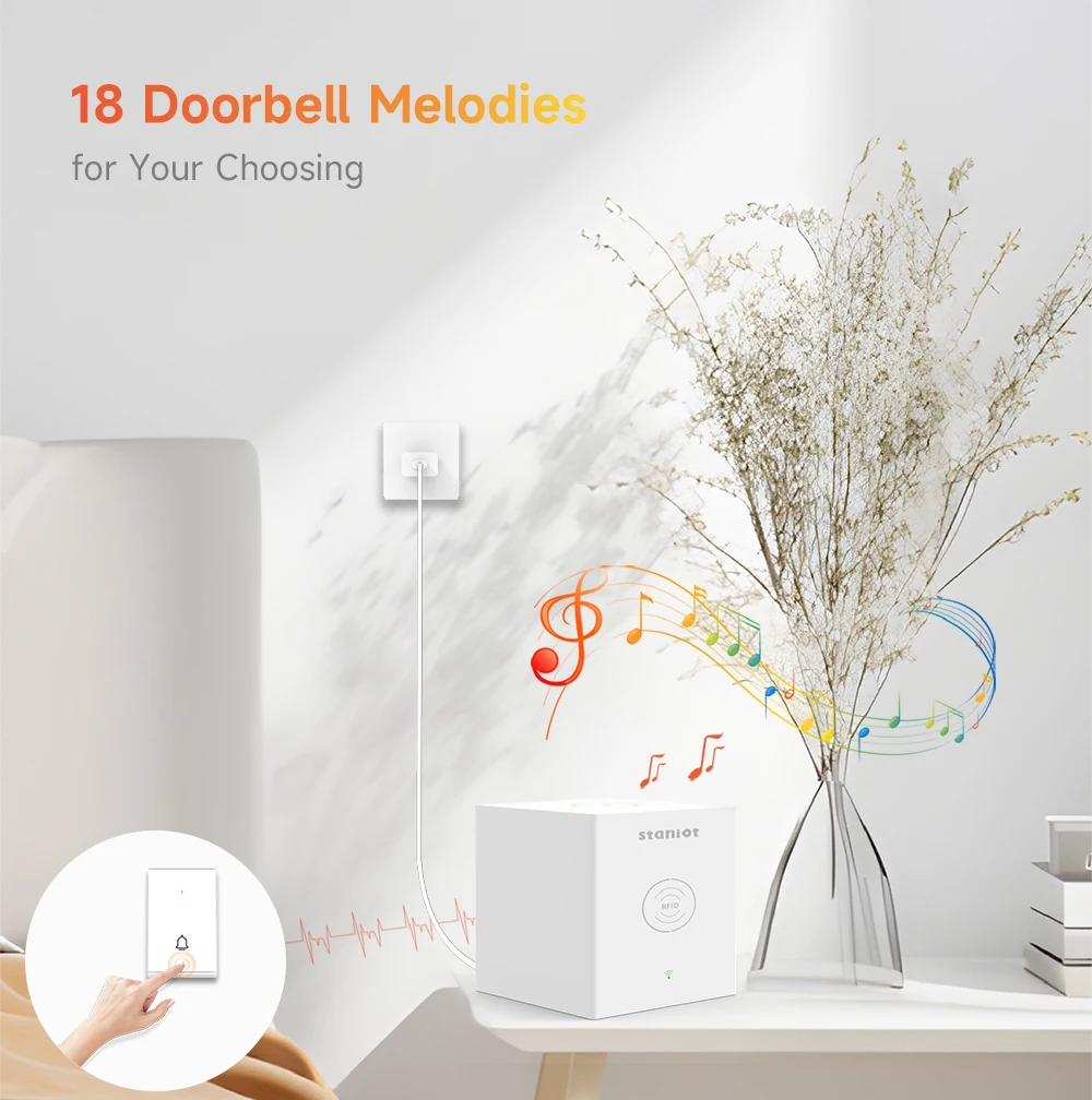 Staniot Tuya Smart Wireless WiFi Home Security Alarm System Built-in Siren Alexa Mobile APP Control With 18 Doorbell Ringtones