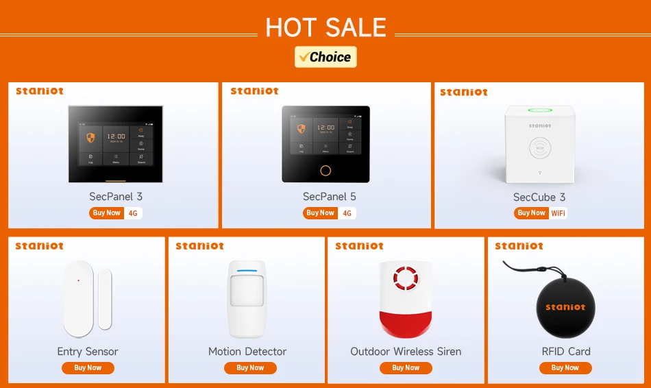 Staniot Tuya Smart Wireless WiFi Home Security Alarm System Built-in Siren Alexa Mobile APP Control With 18 Doorbell Ringtones