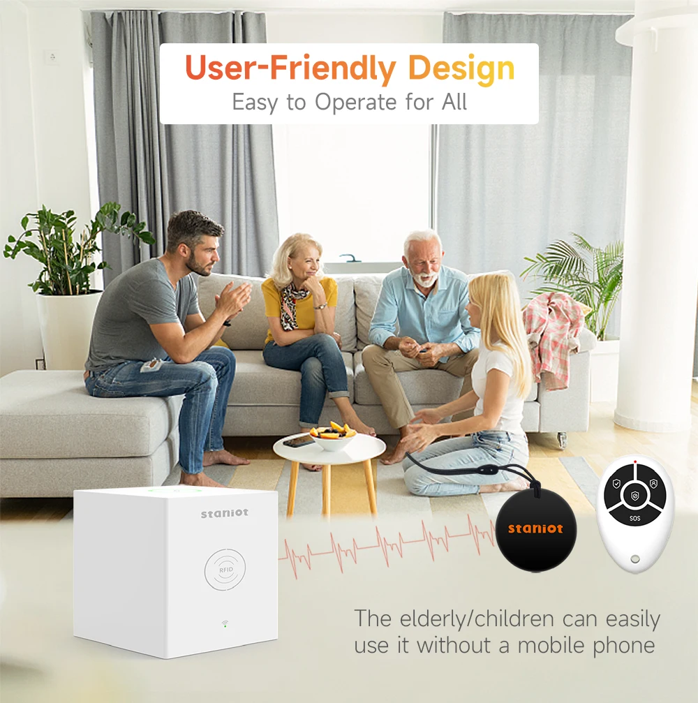 Staniot Tuya Smart Wireless WiFi Home Security Alarm System Built-in Siren Alexa Mobile APP Control With 18 Doorbell Ringtones