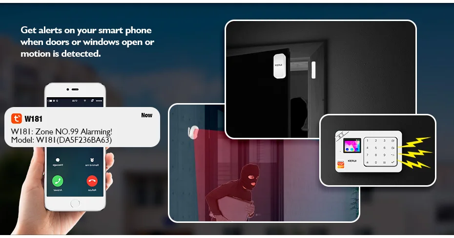 KERUI W181 New Panel Host Home Alarm System Wireless WiFi GSM Anti-Theft Alarm Tuya Smart Life for Your Family Safe Security