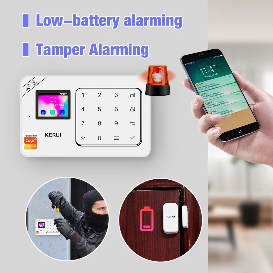 KERUI W181 New Panel Host Home Alarm System Wireless WiFi GSM Anti-Theft Alarm Tuya Smart Life for Your Family Safe Security