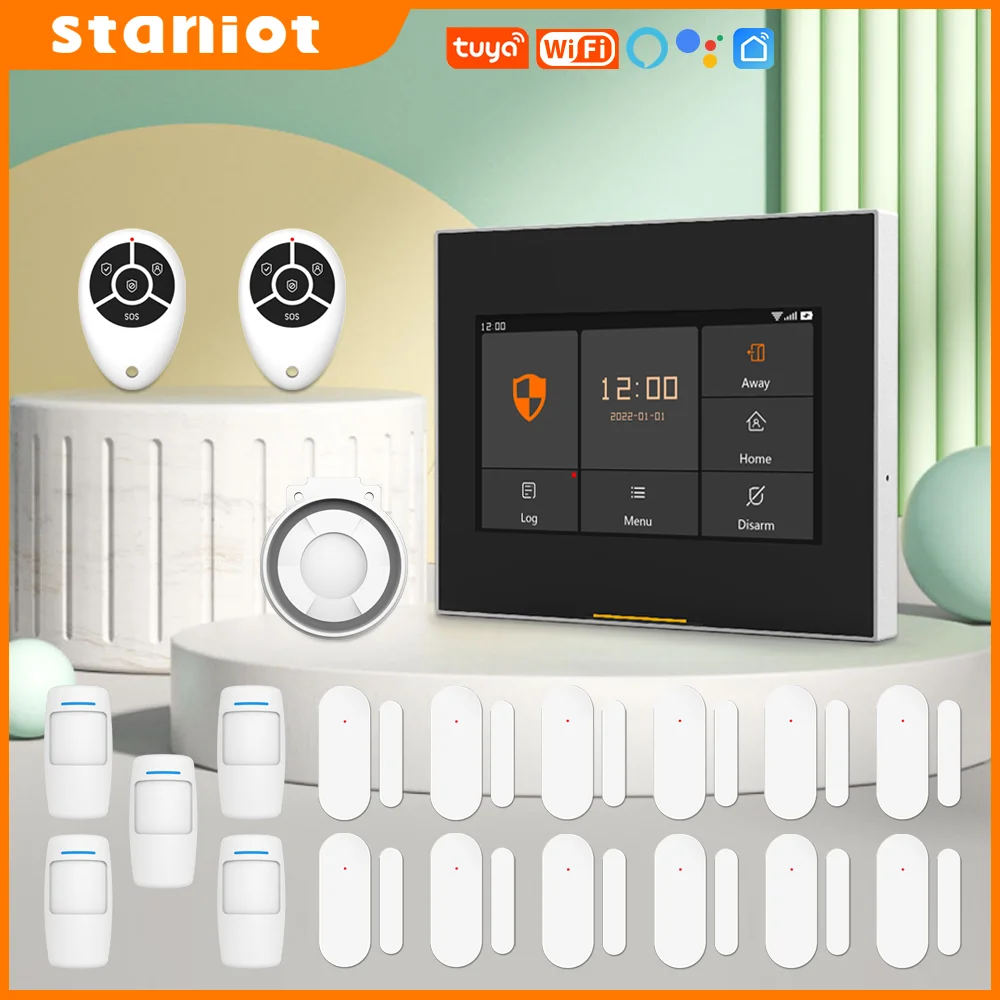 Staniot WIFI Version Tuya Intelligent Wireless WiFi House Security Alarm System Kits Compatible with Alexa and Google Home Staniot WIFI Version Tuya Intelligent Wireless WiFi House Security Alarm System Kits Compatible with Alexa and Google Home