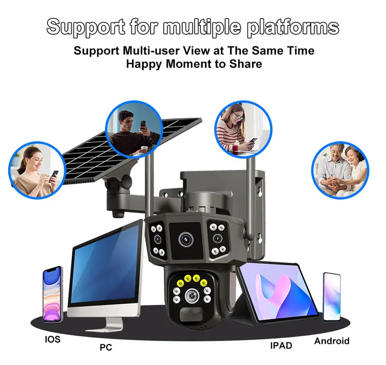 V380 Pro 10X 4K dual lens outdoor security network camera wireless WIFI solar closed-circuit television,4G sim solar cameras