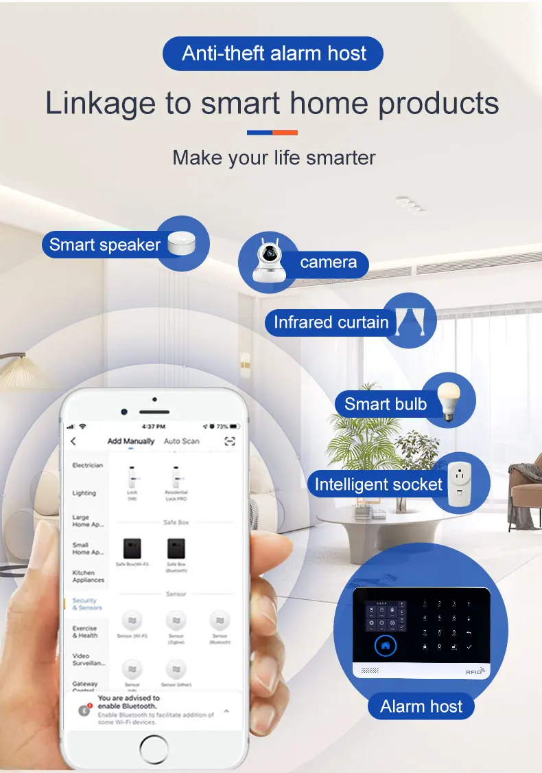 Wireless Solar Siren WIFI GSM Home Security Alarm System for 433MHz Tuya Smart Life House App Control Burglar Alarm Host Kits