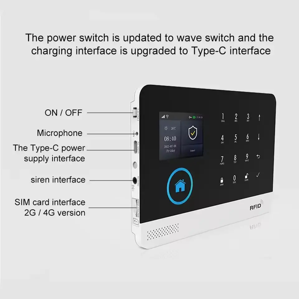 Wireless Solar Siren WIFI GSM Home Security Alarm System for 433MHz Tuya Smart Life House App Control Burglar Alarm Host Kits