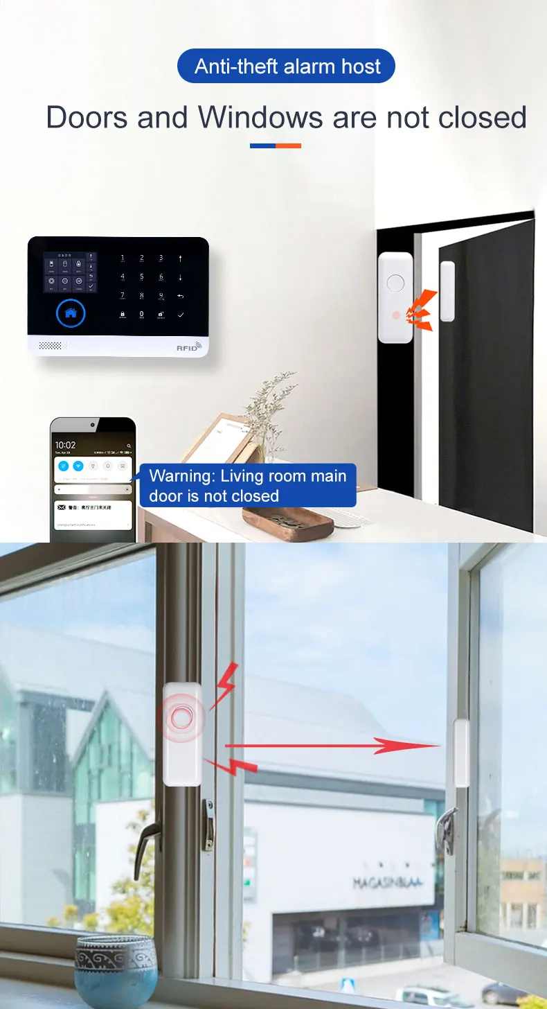 Wireless Solar Siren WIFI GSM Home Security Alarm System for 433MHz Tuya Smart Life House App Control Burglar Alarm Host Kits