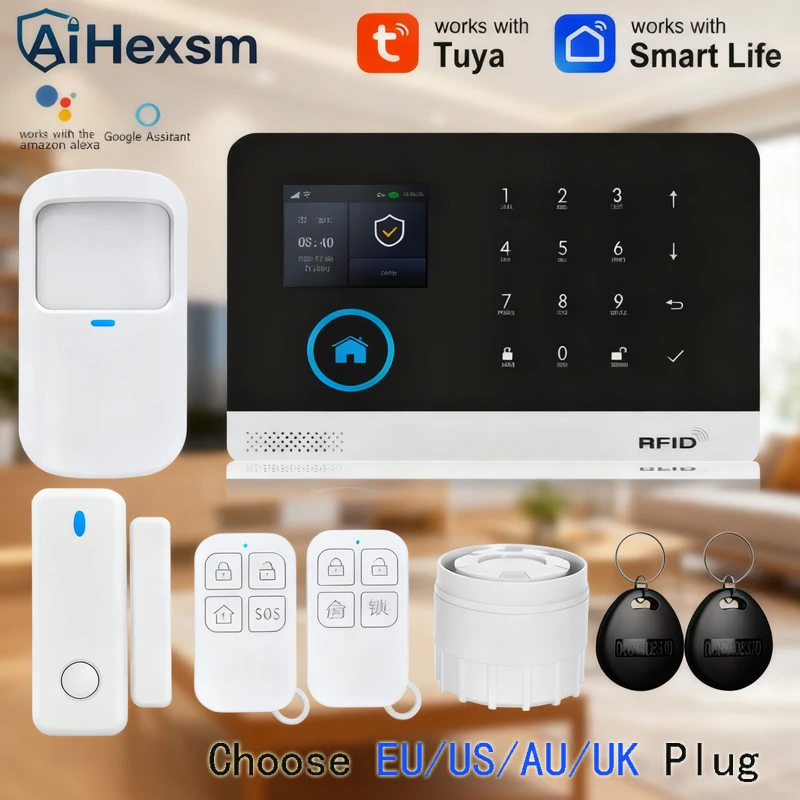 Wireless Solar Siren WIFI GSM Home Security Alarm System for 433MHz Tuya Smart Life House App Control Burglar Alarm Host Kits