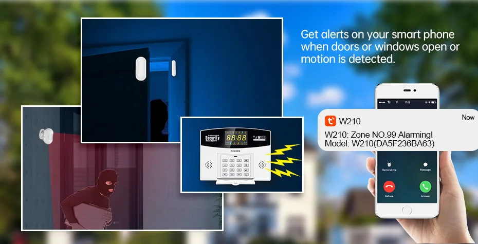 Fuers Tuya Smart Alarm System Kit WIFI GSM Burglar Alarm Smart Home Alarm System Color LCD Display Security 3MP IP Camera