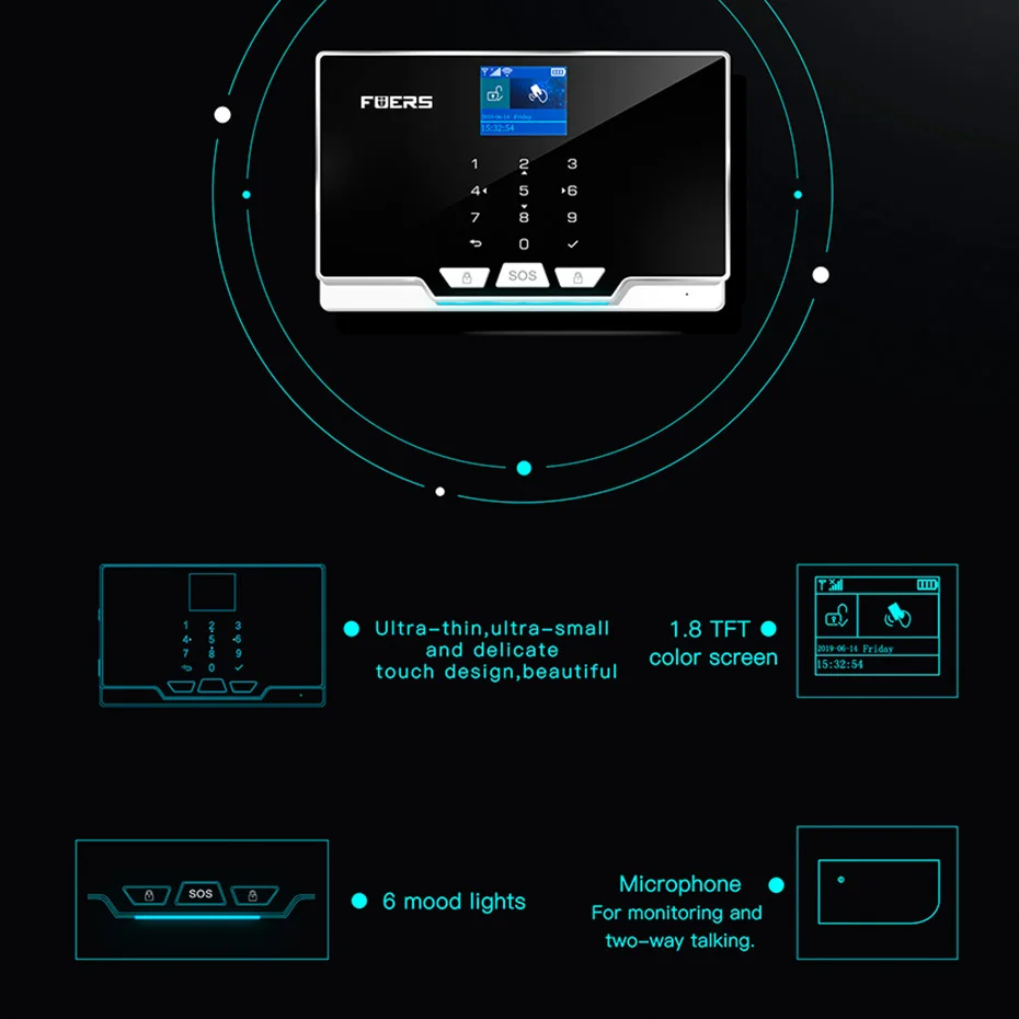 FUERS Tuya Smart G20 DIY WIFI GSM Alarm System Wireless Home Burglar Security Alarm System Control Siren Motion Detector Smoke