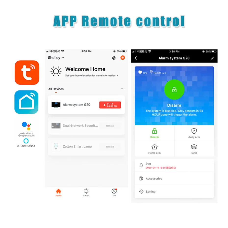 FUERS Tuya Smart G20 DIY WIFI GSM Alarm System Wireless Home Burglar Security Alarm System Control Siren Motion Detector Smoke