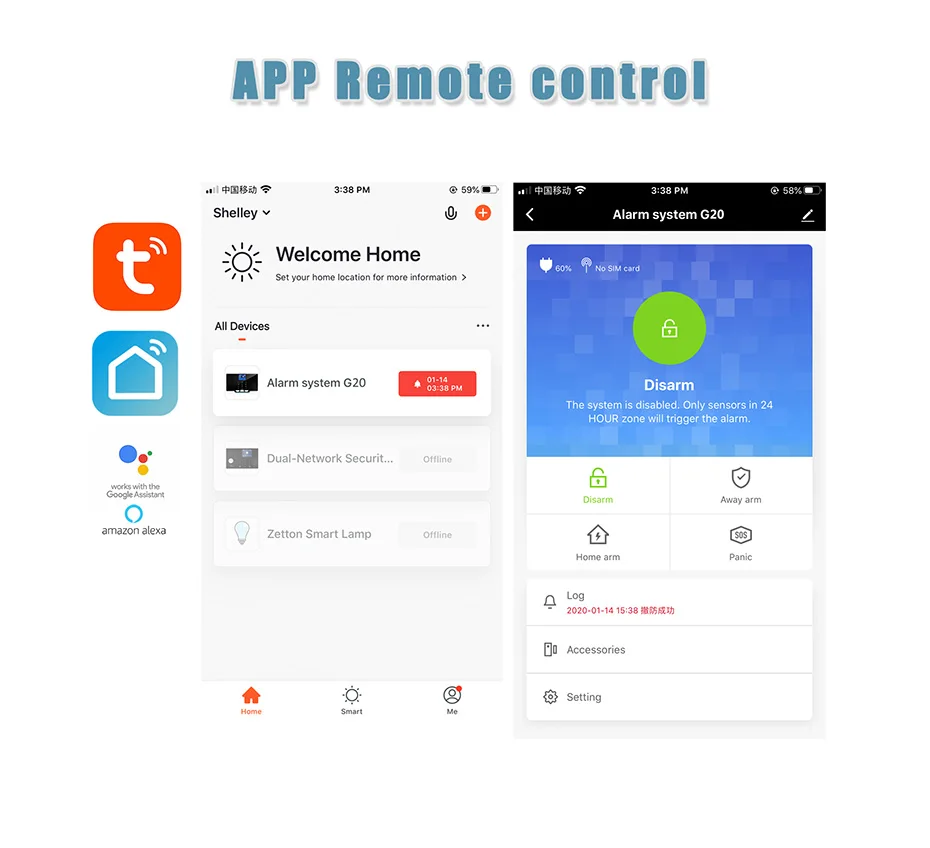 FUERS Tuya Smart G20 DIY WIFI GSM Alarm System Wireless Home Burglar Security Alarm System Control Siren Motion Detector Smoke