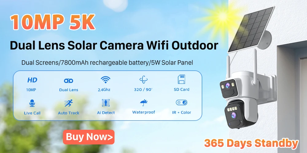 20MP 10K PTZ Wifi Camera Four Lens 10X Zoom Surveillance Camera Outdoor 360°No Dead Angle Ultra Long Range Night Vision Security