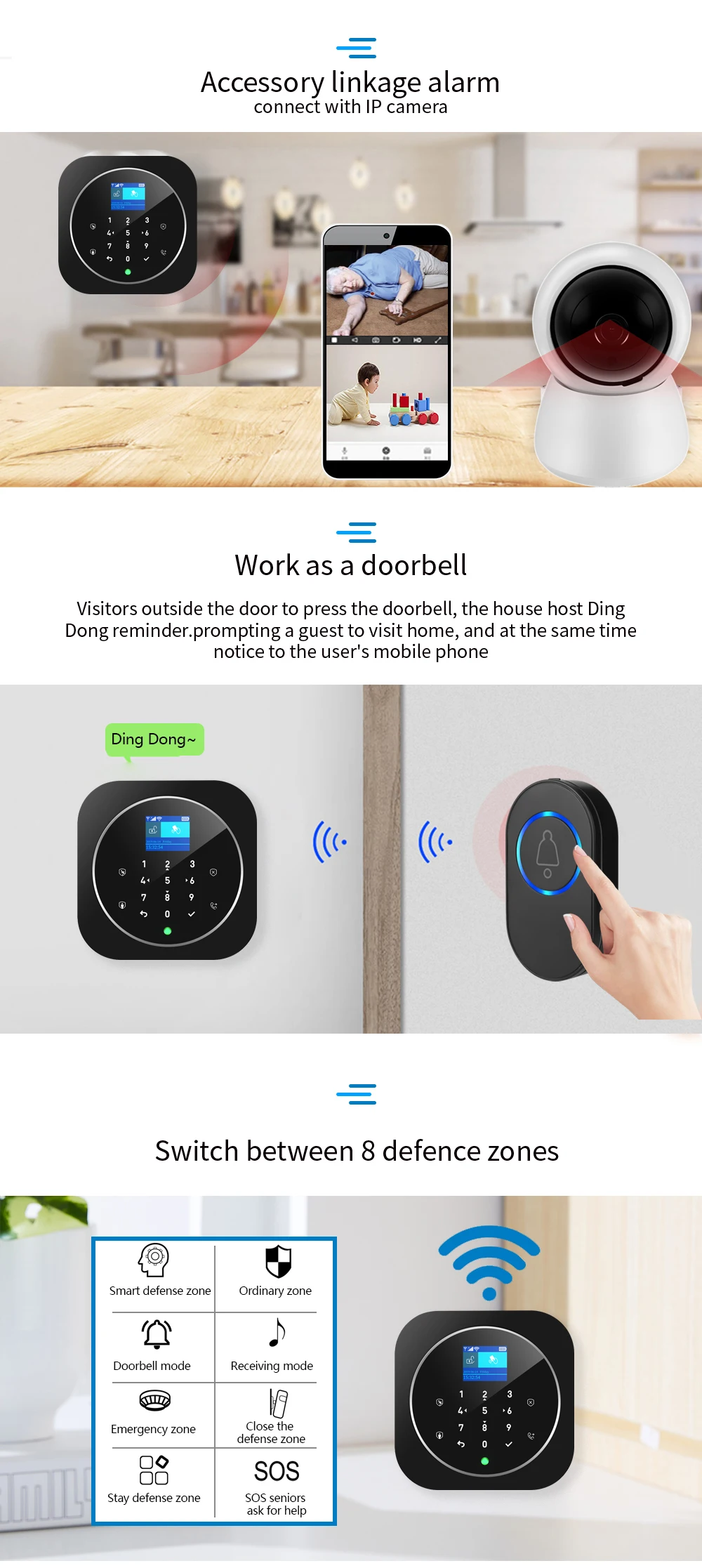 NEW Tuya WIFI W9B Alarm System for Home Burglar Security 433MHz WiFi GSM Alarm Wireless Tuya Smart House App Control