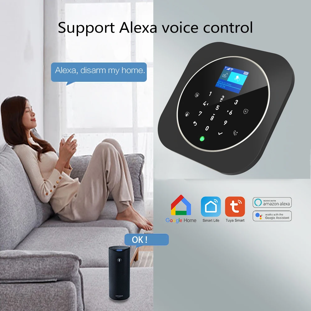 NEW Tuya WIFI W9B Alarm System for Home Burglar Security 433MHz WiFi GSM Alarm Wireless Tuya Smart House App Control