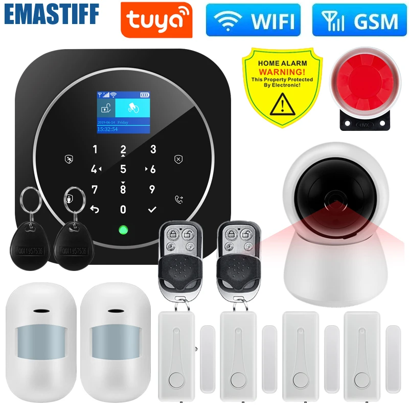 NEW Tuya WIFI W9B Alarm System for Home Burglar Security 433MHz WiFi GSM Alarm Wireless Tuya Smart House App Control