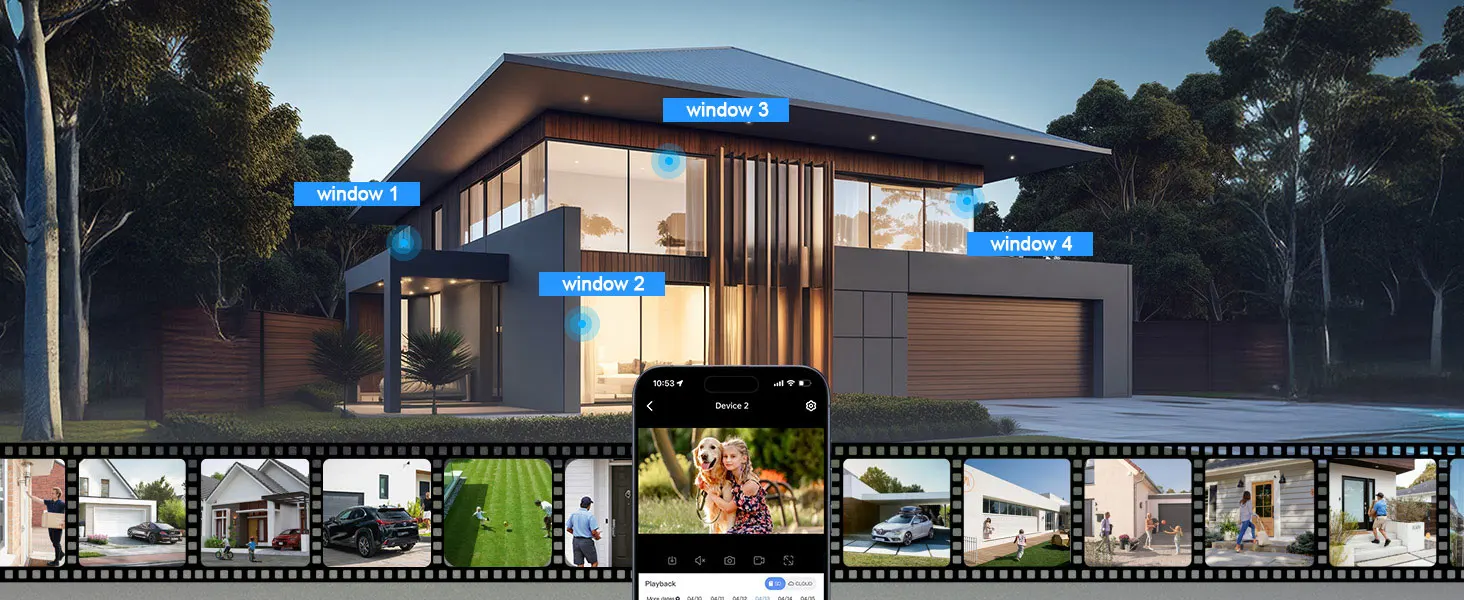 Tuya 2K 5G WiFi IP Camera Indoor Magnetic Window Security Camera Ai Detection With Time Display Mini Stick-on Glass Surveillance
