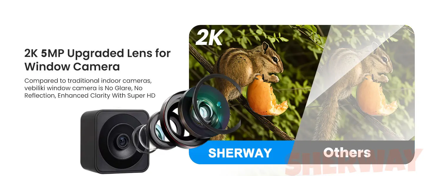 Tuya 2K 5G WiFi IP Camera Indoor Magnetic Window Security Camera Ai Detection With Time Display Mini Stick-on Glass Surveillance