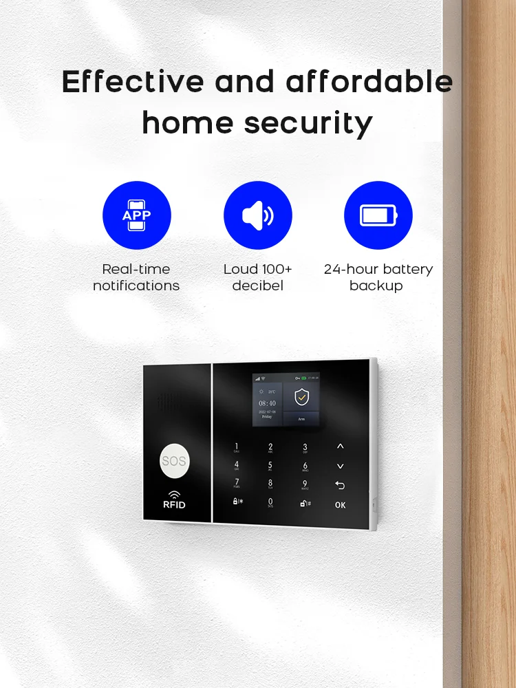 PGST Smart Life Alarm System for Home WIFI GSM Security Alarm Host with Door and Motion Sensor Tuya Smart App control work Alexa