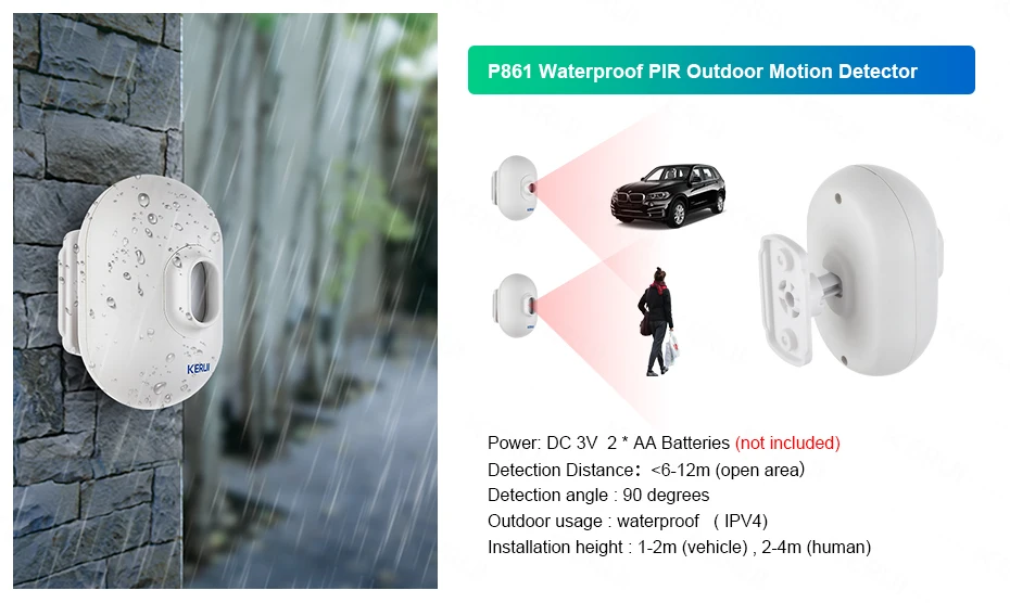 KERUI Home Security Protection WIFI GSM Alarm System Kit W202 Tuya Smart Support Alexa with Door Opening Sensor Motion Detector