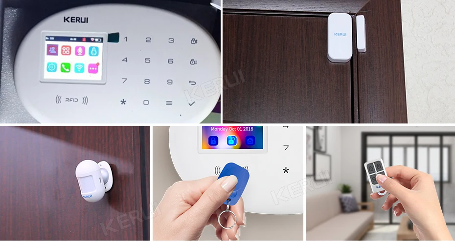 KERUI Home Security Protection WIFI GSM Alarm System Kit W202 Tuya Smart Support Alexa with Door Opening Sensor Motion Detector